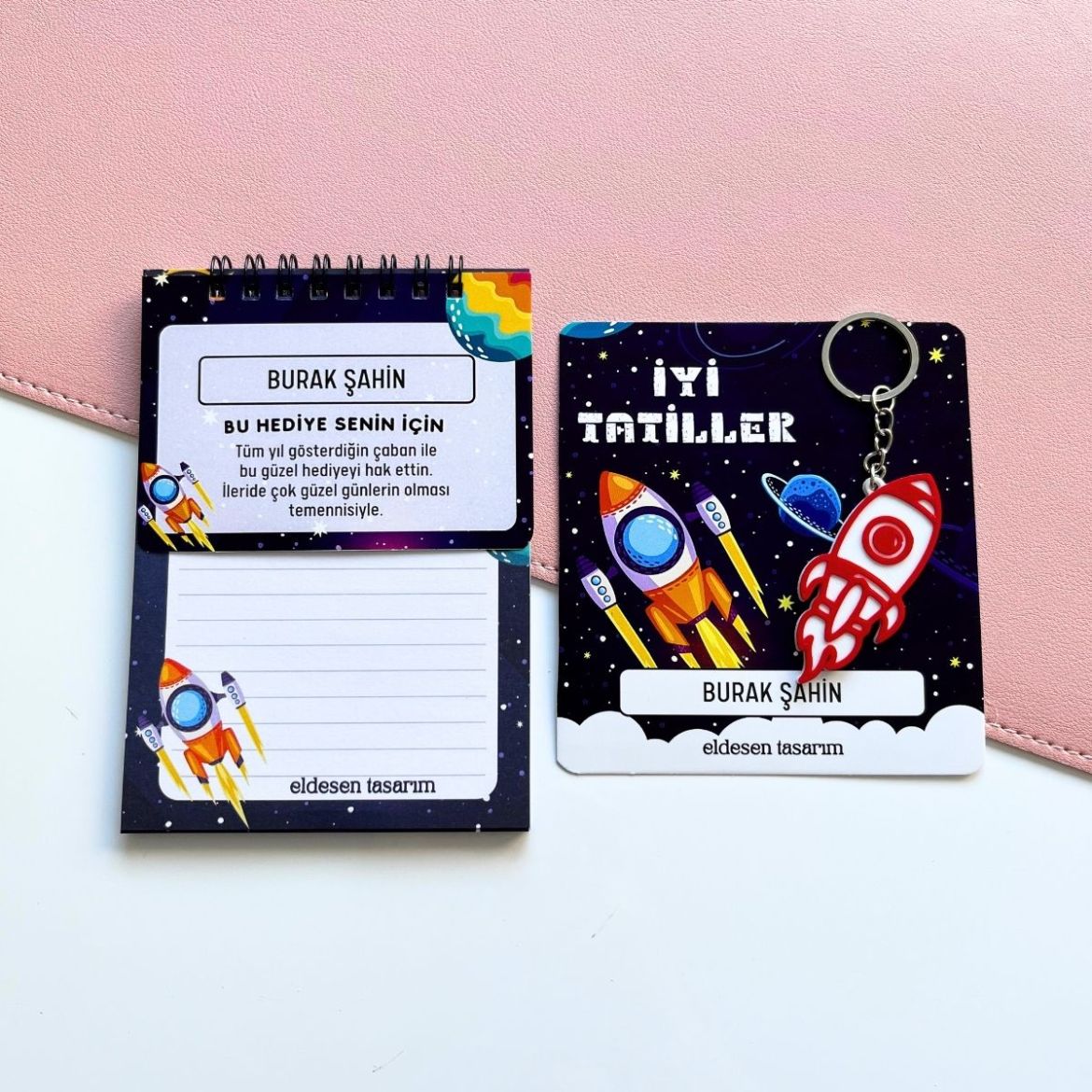 Roketli İsme Özel Defter ve Anahtarlık resmi