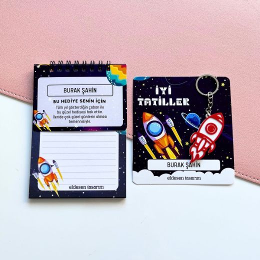 Roketli İsme Özel Defter ve Anahtarlık resmi