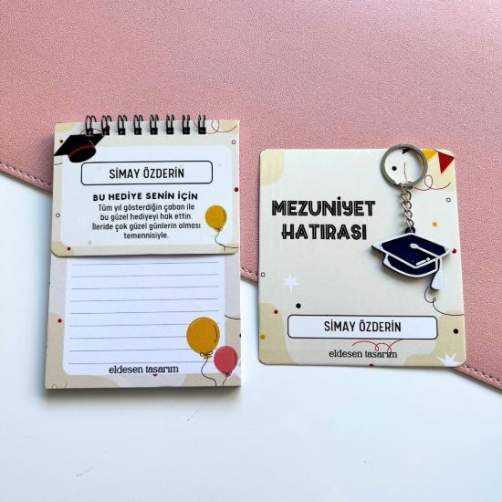 Mezuniyetli İsme Özel Defter ve Anahtarlık resmi