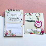 Çiçekli İsme Özel Defter ve Anahtarlık resmi