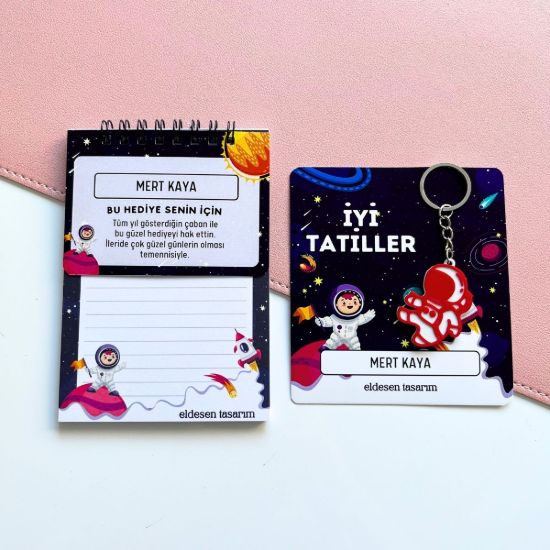 Astronotlu İsme Özel Defter ve Anahtarlık resmi