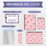 Pembe Fiyonk 3'lü Planlama Seti / Öğretmen İsmine Özel resmi