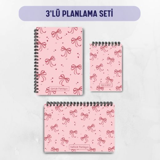 Pembe Fiyonk 3'lü Planlama Seti / Öğretmen İsmine Özel resmi
