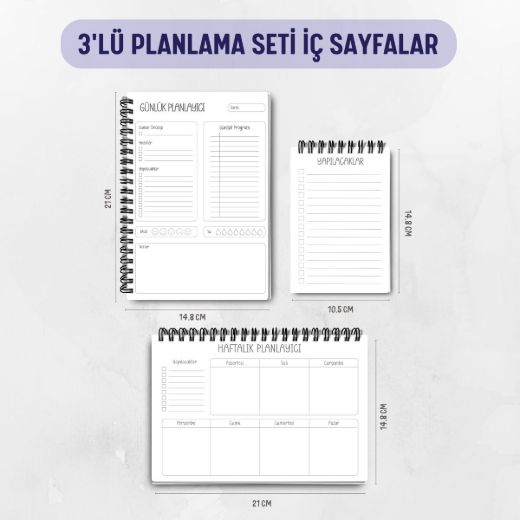 Pembe Fiyonk 3'lü Planlama Seti / Öğretmen İsmine Özel resmi