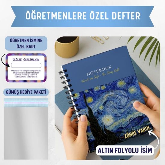 Van Gogh Kalın Kapaklı A5 Defter / Öğretmen İsmine Özel resmi