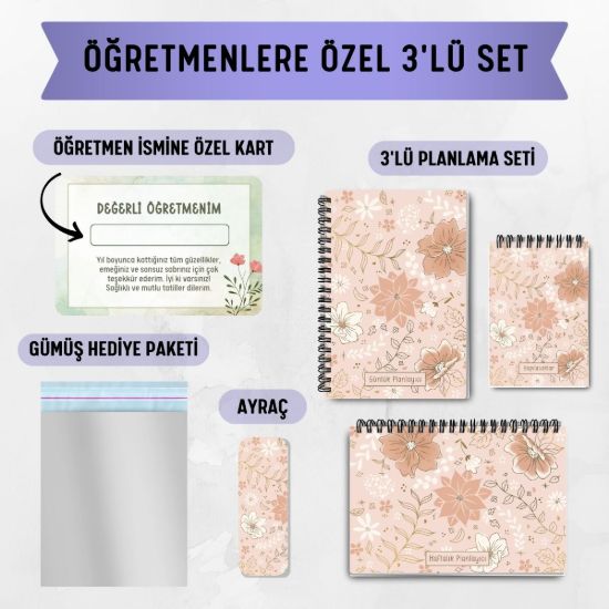 Altın Çiçek 3'lü Planlama Seti / Öğretmen İsmine Özel resmi