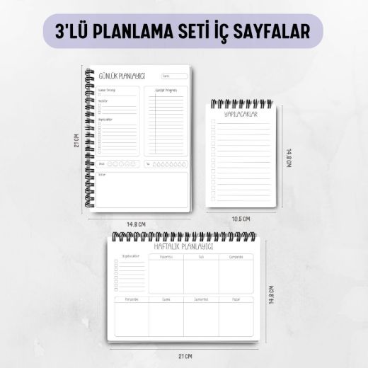 Badem Ağacı 3'lü Planlama Seti / Öğretmen İsmine Özel resmi