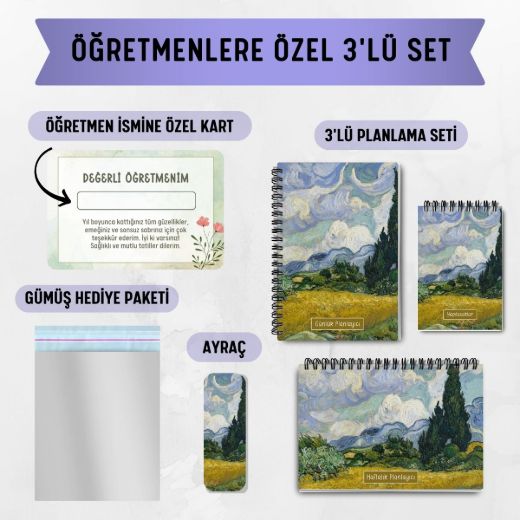 Selvi Ağacı 3'lü Planlama Seti / Öğretmen İsmine Özel resmi