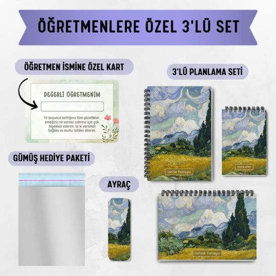 Selvi Ağacı 3'lü Planlama Seti / Öğretmen İsmine Özel resmi