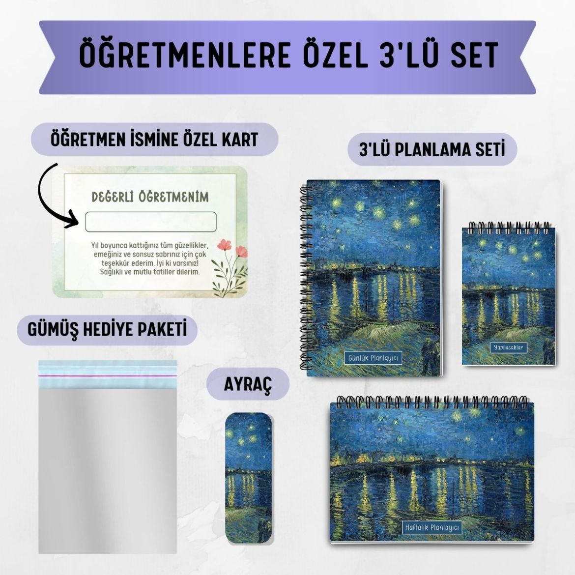Ren Nehri 3'lü Planlama Seti / Öğretmen İsmine Özel resmi