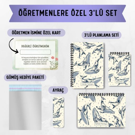 Balinalar 3'lü Planlama Seti / Öğretmen İsmine Özel resmi