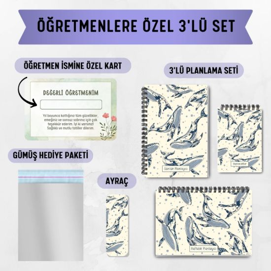 Balinalar 3'lü Planlama Seti / Öğretmen İsmine Özel resmi