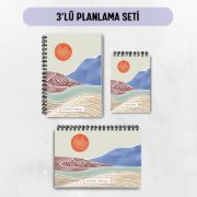 Kahverengi Boho 3'lü Planlama Seti / Öğretmen İsmine Özel resmi