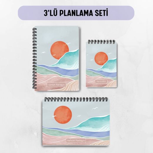 Mavi Boho 3'lü Planlama Seti / Öğretmen İsmine Özel resmi