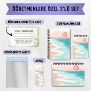 Pembe Boho 3'lü Planlama Seti / Öğretmen İsmine Özel resmi