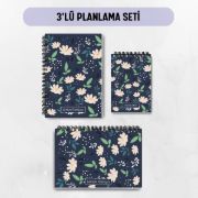Lacivert Papatya 3'lü Planlama Seti / Öğretmen İsmine Özel resmi