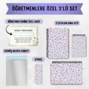 Lila Çiçek 3'lü Planlama Seti / Öğretmen İsmine Özel resmi