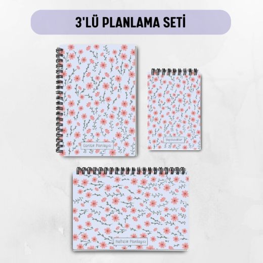 Lila Çiçek 3'lü Planlama Seti / Öğretmen İsmine Özel resmi
