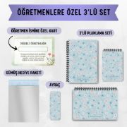 Mavi Çiçek 3'lü Planlama Seti / Öğretmen İsmine Özel resmi