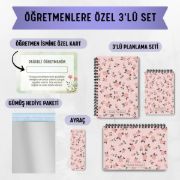 Pembe Çiçek 3'lü Planlama Seti / Öğretmen İsmine Özel resmi