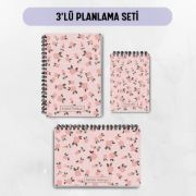 Pembe Çiçek 3'lü Planlama Seti / Öğretmen İsmine Özel resmi