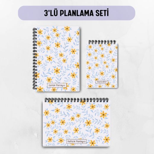 Sarı Papatya 3'lü Planlama Seti / Öğretmen İsmine Özel resmi