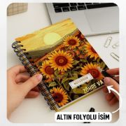 Ayçiçekli Kalın Kapaklı A5 Defter / Öğretmen İsmine Özel resmi