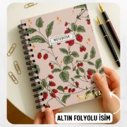 Çilek Kalın Kapaklı A5 Defter / Öğretmen İsmine Özel resmi