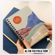 Kahverengi Boho Kalın Kapaklı A5 Defter / Öğretmen İsmine Özel resmi