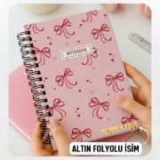 Pembe Fiyonk Kalın Kapaklı A5 Defter / Öğretmen İsmine Özel resmi