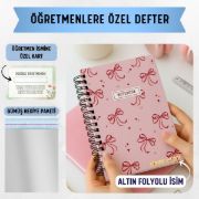Pembe Fiyonk Kalın Kapaklı A5 Defter / Öğretmen İsmine Özel resmi