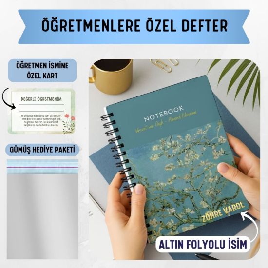 Badem Ağacı Kalın Kapaklı A5 Defter / Öğretmen İsmine Özel resmi