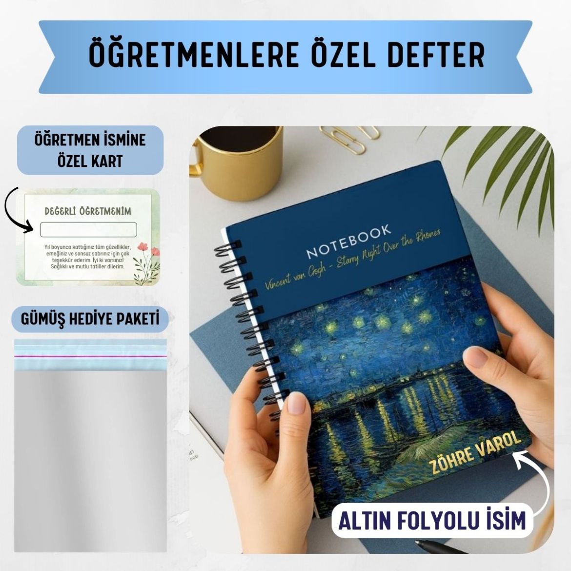 Ren Nehri Kalın Kapaklı A5 Defter / Öğretmen İsmine Özel resmi