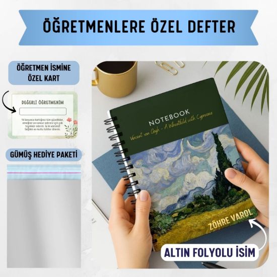 Selvi Ağacı Kalın Kapaklı A5 Defter / Öğretmen İsmine Özel resmi