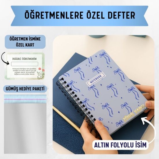 Mavi Fiyonk Kalın Kapaklı A5 Defter / Öğretmen İsmine Özel resmi