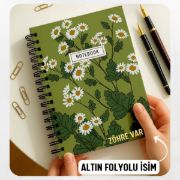 Yeşil Papatya Kalın Kapaklı A5 Defter / Öğretmen İsmine Özel resmi