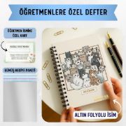 Kedili Kalın Kapaklı A5 Defter / Öğretmen İsmine Özel resmi