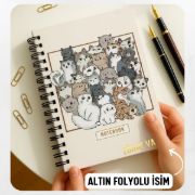 Kedili Kalın Kapaklı A5 Defter / Öğretmen İsmine Özel resmi
