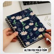 Lacivert Papatya Kalın Kapaklı A5 Defter / Öğretmen İsmine Özel resmi