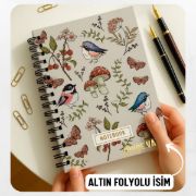 Kuş Ve Mantar Kalın Kapaklı A5 Defter / Öğretmen İsmine Özel resmi