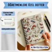 Kuş Ve Mantar Kalın Kapaklı A5 Defter / Öğretmen İsmine Özel resmi