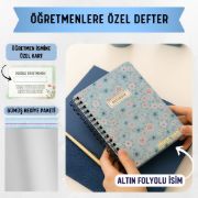 Mavi Çiçekli Kalın Kapaklı A5 Defter / Öğretmen İsmine Özel resmi