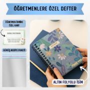Mavi Papatyalı Kalın Kapaklı A5 Defter / Öğretmen İsmine Özel resmi