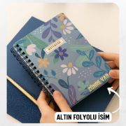 Mavi Papatyalı Kalın Kapaklı A5 Defter / Öğretmen İsmine Özel resmi