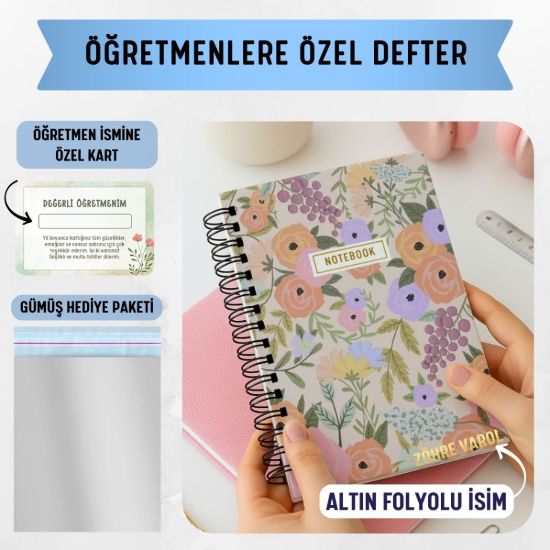 Pamuk Şekerli Kalın Kapaklı A5 Defter / Öğretmen İsmine Özel resmi