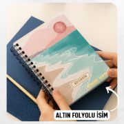 Pembe Boho Kalın Kapaklı A5 Defter / Öğretmen İsmine Özel resmi
