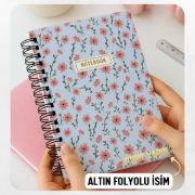 Lila Çiçekli Kalın Kapaklı A5 Defter / Öğretmen İsmine Özel resmi