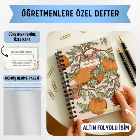 Portakal Kalın Kapaklı A5 Defter / Öğretmen İsmine Özel resmi