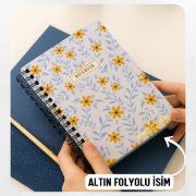 Sarı Papatyalı Kalın Kapaklı A5 Defter / Öğretmen İsmine Özel resmi