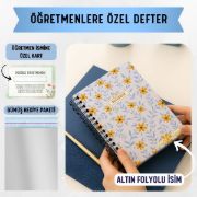 Sarı Papatyalı Kalın Kapaklı A5 Defter / Öğretmen İsmine Özel resmi